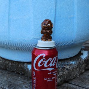 1950s Tiny Dog Figurine Begging Brown Dog Brown Glazed